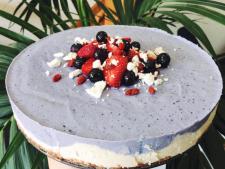 Raw blueberry vanilla cheesecake